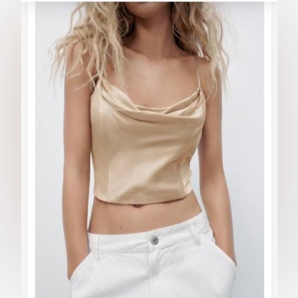 Zara satin cowl neck corset top